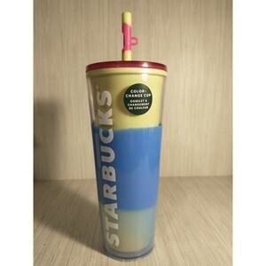 Starbucks Citrus color changing Tumbler Venti 24oz w Straw Topper, New Authentic